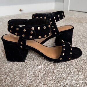 Black Suede Studded Slide Sandals | Chico’s NWT | Vacation or Resort Style 9 M